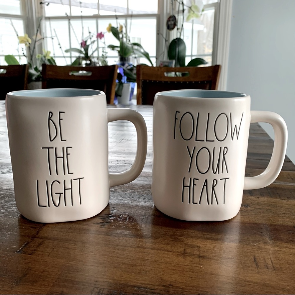 New Rae Dunn Be The Light & Follow Your Heart Mug Set